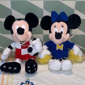 NWT Disney World Bean Bag Set Soccer Mickey Cheerleader Minnie 11“